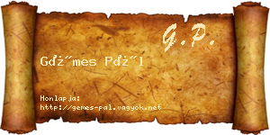 Gémes Pál névjegykártya